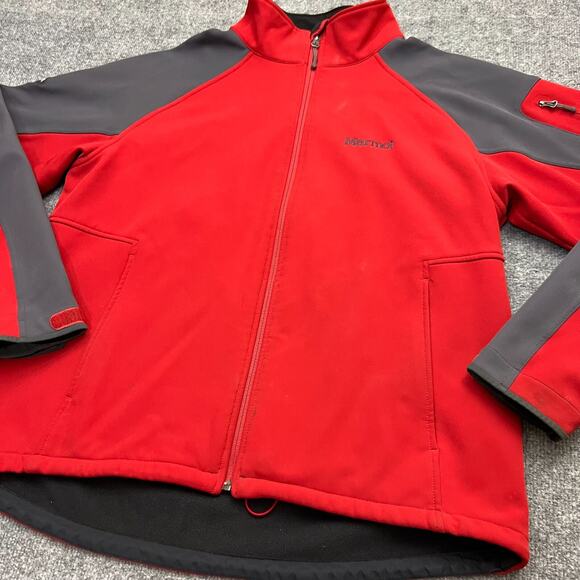 Marmot Gravity Softshell Jacket Men's XL Red Gray Fleece Lined Stretch Full Zip - Picture 6 of 15